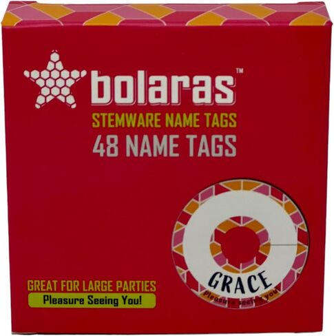 علامات اسم مشروب Bolaras Stemware لكؤوس النبيذ (48 قطعة)، مزامير الشمبانيا، أو الكوكتيلات، علامات تعريف لطيفة يمكنك صنعها بنفسك، بطاقة ورقية للاستعمال مرة واحدة لضيوف الحفلات in Kuwait
