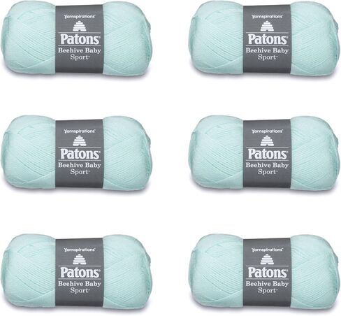 خيوط Patons Beehive Baby Sport باللون الأخضر الرقيق - 6 عبوات من 3.5 أونصة/100 جم - ألياف ممزوجة - 3 DK - 359 ياردة - الحياكة والكروشيه والحرف اليدوية in Kuwait