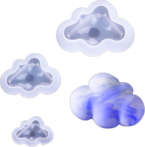 3Pcs Cloud Shaped Silicone Mold Set - Perfect for Chocolate, Mousse, Fondant, Ice Cubes, Pudding, Candy, Soap, Candle, Crystal Epoxy Resin and Cake Decoration Tool in Kuwait
