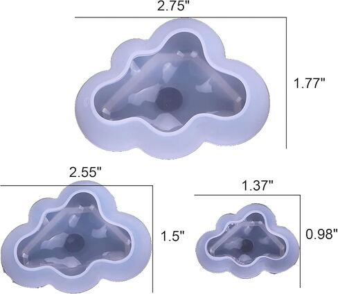 3Pcs Cloud Shaped Silicone Mold Set - Perfect for Chocolate, Mousse, Fondant, Ice Cubes, Pudding, Candy, Soap, Candle, Crystal Epoxy Resin and Cake Decoration Tool in Kuwait