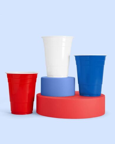 xo, Fetti Fourth of July Party Decorations Plastic Cups - 50 Disposable 16 oz Cups | USA Party Favors, American Flag Party Supplies, 4th of July Decorations, Red White and Blue Decor in Saudi Arabia