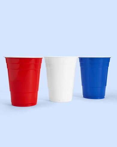 xo, Fetti Fourth of July Party Decorations Plastic Cups - 50 Disposable 16 oz Cups | USA Party Favors, American Flag Party Supplies, 4th of July Decorations, Red White and Blue Decor in Saudi Arabia