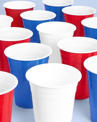 xo, Fetti Fourth of July Party Decorations Plastic Cups - 50 Disposable 16 oz Cups | USA Party Favors, American Flag Party Supplies, 4th of July Decorations, Red White and Blue Decor in Saudi Arabia