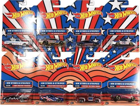 Hot Wheels 2022 HW Stars and Stripes Complete Set of 8 Diecast Vehicles from GRT01-956C Release in Saudi Arabia