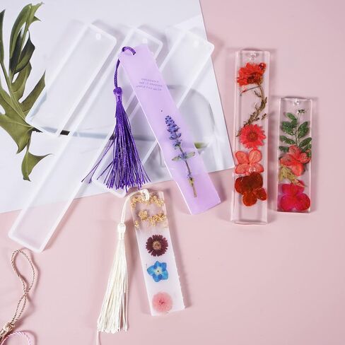 لوكسوين 15 قطعة من قوالب علامات مرجعية من الراتنج مع 15 قطعة من مجموعة علامات مرجعية، قالب مستطيل من السيليكون مقاس L/M/S لصنع العلامات المرجعية والحرف اليدوية in Kuwait