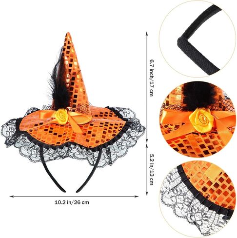 Blulu 3 Pieces Halloween Witch Hat Headband Witch Hat Headpiece Masquerade Witch Headband for Costume Halloween Party Decoration (Color Set 2) in Saudi Arabia
