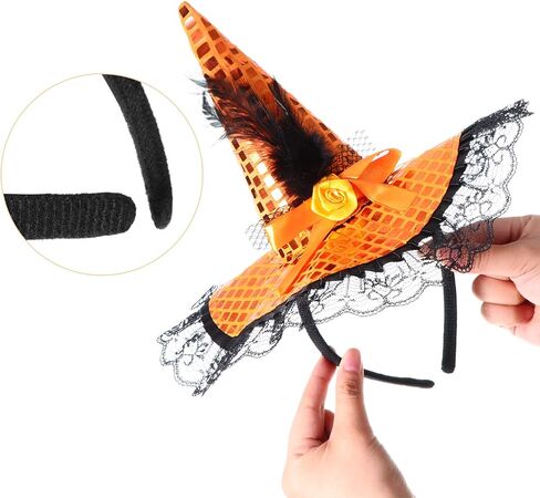 Blulu 3 Pieces Halloween Witch Hat Headband Witch Hat Headpiece Masquerade Witch Headband for Costume Halloween Party Decoration (Color Set 2) in Saudi Arabia