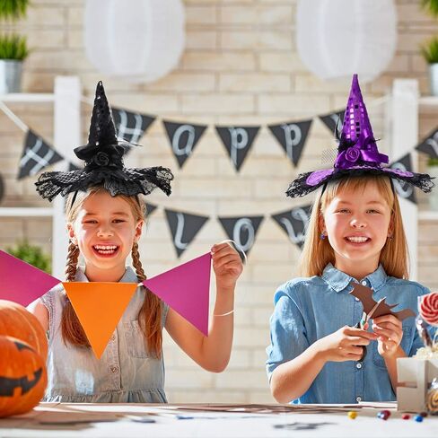 Blulu 3 Pieces Halloween Witch Hat Headband Witch Hat Headpiece Masquerade Witch Headband for Costume Halloween Party Decoration (Color Set 2) in Saudi Arabia