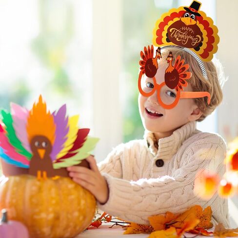 Riceshoot 72 Pcs Thanksgiving Turkey Headbands and Glasses Frame, Funny Turkey Headbands Turkey Glasses Adult Kids for Thanksgiving Party Favors Costume Accessories in Saudi Arabia