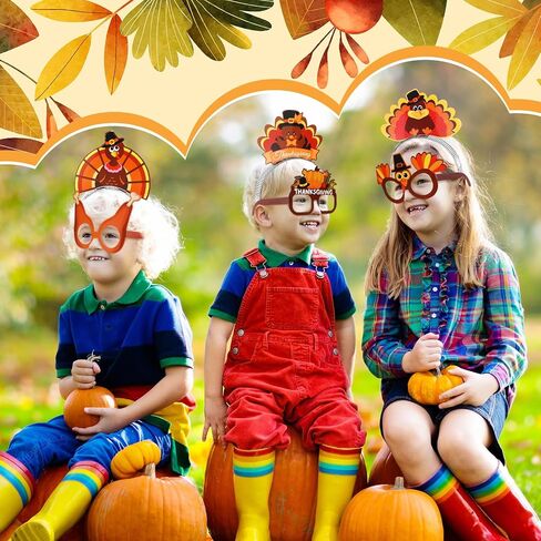 Riceshoot 72 Pcs Thanksgiving Turkey Headbands and Glasses Frame, Funny Turkey Headbands Turkey Glasses Adult Kids for Thanksgiving Party Favors Costume Accessories in Saudi Arabia