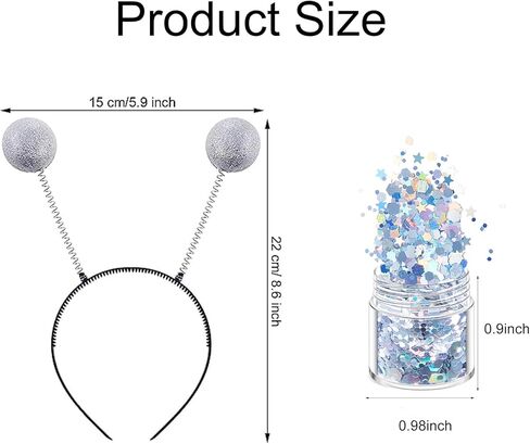اييجيليو زي كائن فضائي على شكل كائن فضائي مريخي وطوق راس مع جليتر هولوجرافي للهالوين والحفلات بطابع الفضاء in Kuwait