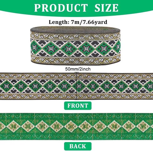 FINGERINSPIRE 7.7 Yard 1.3 Inch Wide Vintage Jacquard Ribbon Red Jacquard Trim Boho Embroidered Woven Trim with Heart Pattern Gold & Blue Floral Webbing Ribbon for Clothes Bag Holiday Decor Gift Wrap in Kuwait