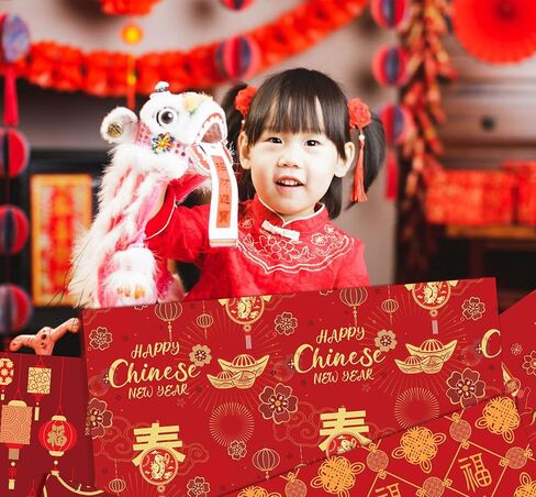 بيوكس اكسر كيس ورقي لسجل القصاصات لمهرجان الربيع الصيني 2024، ورق مزدوج الجوانب 12 انش لتزيين السنة الجديدة لتغليف الهدايا ودفتر اليوميات وإنتاج البطاقات والالبوم الذي تصنعه بنفسك - 24 ورقة - 12 تصميم in Kuwait