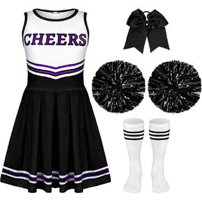 Toulite 4 Pcs Girls Cheerleader Costume Outfit Set Fancy Dress for Kids Halloween Sport Game in Saudi Arabia