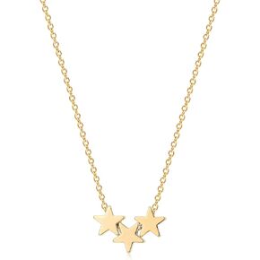 MEVECCO Lucky Star Pendant Necklaces,18k Gold Plated Three Stars Handmade Generations Necklace for Grandma 3 Circles Necklace Mom Granddaughter Mothers Day Jewelry Birthday Gift