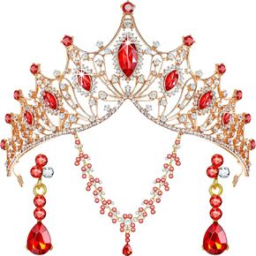 Hicarer 3 Pieces Baroque Queen Crown Set, Tiara Earrings Necklace Crystal Headband Tiaras and Crowns for Women Bridal Wedding Jewelry Halloween Prom Birthday Party Hair Costume Accessories in Kuwait