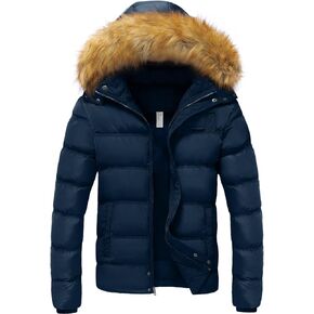 Szory Men's Winter Thicken Cotton Coat Warm Puffer Jacket with Removable Fur Hood