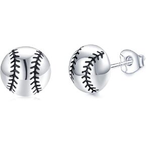 ENVYOU Sports Stud Earrings 925 Sterling Silver Football,Soccer,Basketball,Volleyball,Tennis,Baseball Earrings for Women Men Player Fan Gifts