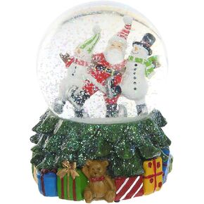 Glass Snow Globe Polystone Musical Water Globe with Christmas House
