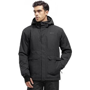 FREE SOLDIER Men's Waterproof Ski Jacket Fleece Lined Warm Winter Snow Coat with Hood Fully Taped Seams