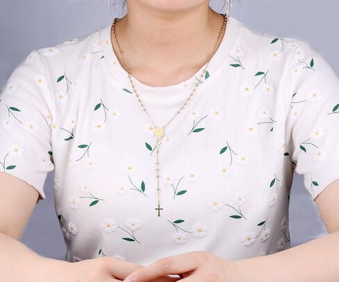 عقد مسبحة معجزة من الفولاذ المقاوم للصدأ 3 مم من HanlinCC مع بطاقة صلاة مع صندوق هدايا للنساء in Kuwait