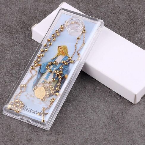 عقد مسبحة معجزة من الفولاذ المقاوم للصدأ 3 مم من HanlinCC مع بطاقة صلاة مع صندوق هدايا للنساء in Kuwait