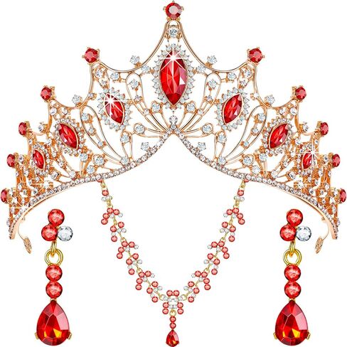 Hicarer 3 Pieces Baroque Queen Crown Set, Tiara Earrings Necklace Crystal Headband Tiaras and Crowns for Women Bridal Wedding Jewelry Halloween Prom Birthday Party Hair Costume Accessories in Kuwait
