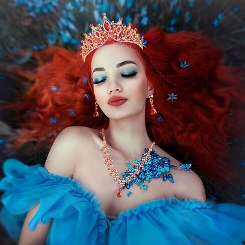 Hicarer 3 Pieces Baroque Queen Crown Set, Tiara Earrings Necklace Crystal Headband Tiaras and Crowns for Women Bridal Wedding Jewelry Halloween Prom Birthday Party Hair Costume Accessories in Kuwait