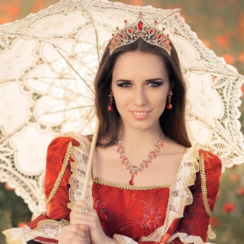 Hicarer 3 Pieces Baroque Queen Crown Set, Tiara Earrings Necklace Crystal Headband Tiaras and Crowns for Women Bridal Wedding Jewelry Halloween Prom Birthday Party Hair Costume Accessories in Kuwait