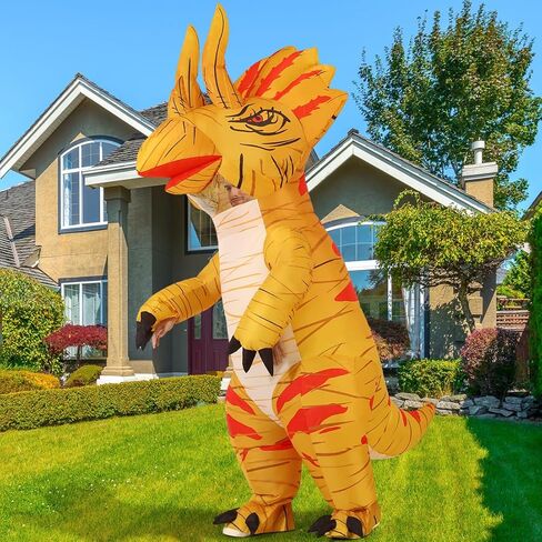 زي الديناصور ترايسيراتوبس القابل للنفخ من GOOSH، أزياء الهالوين المنفجرة للبالغين للنساء والرجال، زي ترايسيراتوبس الهوائي للحفلات التنكرية للجنسين in Kuwait