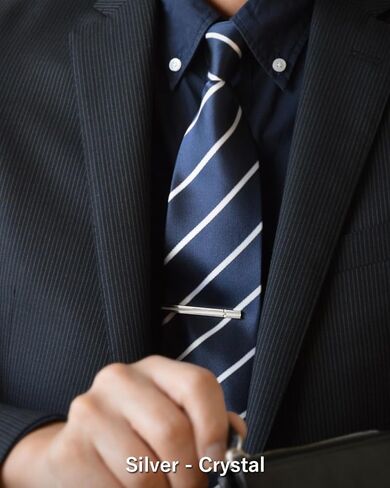 [TAVARAT] مشابك ربطة عنق للرجال باللون الأسود والفضي، دبوس رابطة عنق Tps-032 in Kuwait