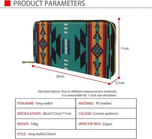 Wanyint Navajo Wallet Women RFID Blocking Purse Cell Phone Pouch Native American Handbag Outdoor Travel Zip Around Long PurseBoho Southwestern Aztec Tribal Stripe Ethnic Geometric Green Red Gift Box in Kuwait