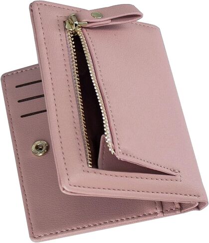 SUMGOGO محفظة صغيرة للنساء حامل بطاقات جلدية نحيفة RFID Mini Bifold قصيرة أمامية بسحاب جيب محفظة للعملات المعدنية (أرجواني) in Kuwait