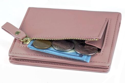 SUMGOGO محفظة صغيرة للنساء حامل بطاقات جلدية نحيفة RFID Mini Bifold قصيرة أمامية بسحاب جيب محفظة للعملات المعدنية (أرجواني) in Kuwait