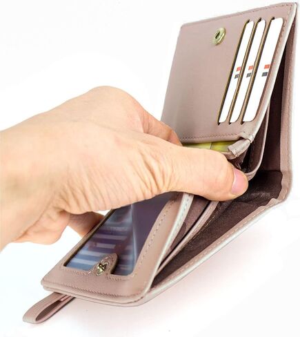 SUMGOGO محفظة صغيرة للنساء حامل بطاقات جلدية نحيفة RFID Mini Bifold قصيرة أمامية بسحاب جيب محفظة للعملات المعدنية (أرجواني) in Kuwait