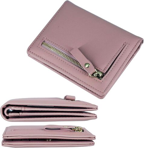 SUMGOGO محفظة صغيرة للنساء حامل بطاقات جلدية نحيفة RFID Mini Bifold قصيرة أمامية بسحاب جيب محفظة للعملات المعدنية (أرجواني) in Kuwait
