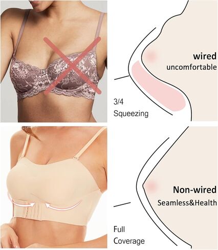 حمالات صدر بدون حمالات للنساء حمالة صدر بإبزيم أمامي خالية من الأسلاك ومضادة للانزلاق وغير مرئية وأشرطة قابلة للانفصال in Kuwait