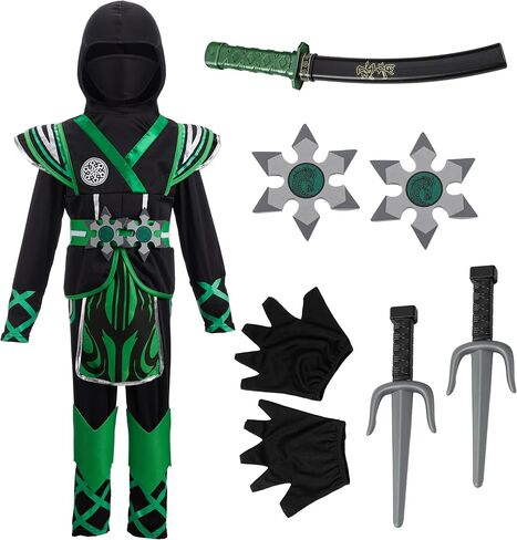 أزياء النينجا الخضراء من Spooktacular Creations للأولاد في الحفلات التي تحمل عنوان النينجا، أزياء الهالوين، لعب أدوار النينجا in Kuwait