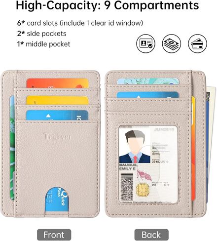 Teskyer Slim Wallet for Men, Minimalist Front Pocket RFID Blocking Leather Wallet Credit Card Holder for Men & Women in Kuwait
