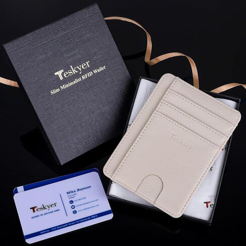 Teskyer Slim Wallet for Men, Minimalist Front Pocket RFID Blocking Leather Wallet Credit Card Holder for Men & Women in Kuwait