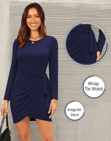 فستان Annebouti النسائي لخريف 2023 بأكمام طويلة فستان ضيق عصري برقبة دائرية وحفلات الزفاف وحفلات الكوكتيل فساتين صغيرة in Kuwait