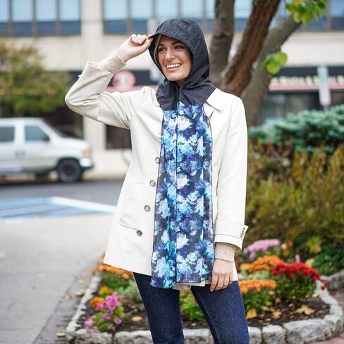 غطاء المطر Sprigs القابل للتعبئة مع وشاح شيفون مقاوم للماء - أسود in Kuwait