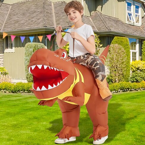 زي ديناصور قابل للنفخ من GOOSH مقاس أطفال لركوب الخيل تي ريكس زي الديناصور المنفوخ لحفلات الهالوين التنكرية in Kuwait