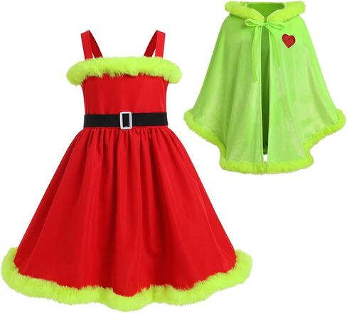 IMEKIS Christmas Family Matching Outfits for Women Baby Girl Plaid Dress with Cloak Cape Halloween Cosplay Santa Outfit in Saudi Arabia