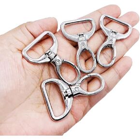 مشبك سلسلة مفاتيح مع حلقة على شكل حرف D للمحفظة، مشابك مخلب جراد البحر، 4 قطع خطافات مشبك دوارة، حلقات بيضاوية معدنية، خطافات مشبك، حقيبة أدوات صناعة الإكسسوارات - فضي، 2.54 سم in Kuwait