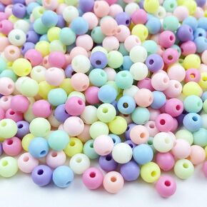 Jmassyang 1000 Pieces 6mm Candy Color Acrylic Round Frosted Beads Assorted Candy Color Mix Plastic Pastel Matte Loose Spacer Mixed for Jewelry Making Bracelets Necklaces DIY Crafts (6mm)