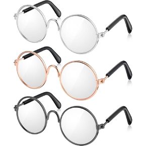 9 Pairs Doll Glasses Metal Wire Rim Clear Lens Eyewear Fabric Doll Dress Up Eyeglasses Mini Dolls Costume Accessories for 8 Inch Doll and Plush(9 Pcs 3.74 Inch, Fits for 18 Inch Doll and Dog)