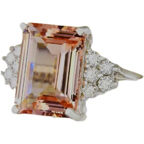 LVSHI Women Jewelry 925 Silver Natural Morganite & White Sapphire Wedding Ring Cut 5ct Cubic Zirconia Ring Promise Aura Single Stone Engagement Champagne Ring Size 6-10 (Size 7) in Kuwait
