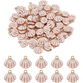 UR URLIFEHALL 100 Pcs Red Enamel Shell Charms Sea Charms Pendants Summer Beach Accessories for Jewelry Making Accessories Finding