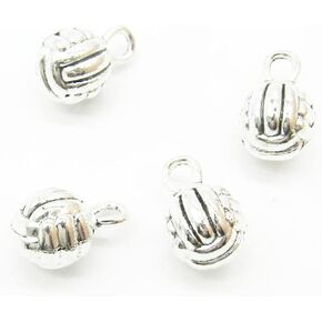 20 قطعة من دلايات كرة الطائرة الفضية العتيقة لصناعة المجوهرات والاساور والقلائد والحلقان والمعدن، بدون احجار كريمة in Kuwait